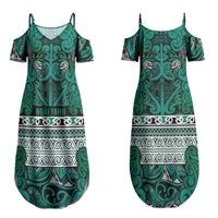 Aotearoa Iwi Ngai Tahu Couples Matching Summer Maxi Dress and Hawaiian Shirt Maori Wharenui House Tribal Pattern LT9 - Polynesian Pride
