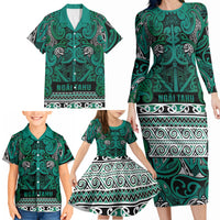 Aotearoa Iwi Ngai Tahu Family Matching Long Sleeve Bodycon Dress and Hawaiian Shirt Maori Wharenui House Tribal Pattern LT9 - Polynesian Pride
