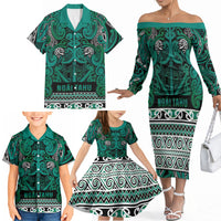 Aotearoa Iwi Ngai Tahu Family Matching Off The Shoulder Long Sleeve Dress and Hawaiian Shirt Maori Wharenui House Tribal Pattern LT9 - Polynesian Pride