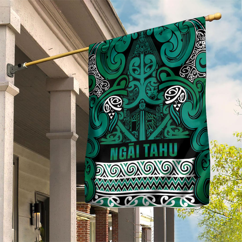 Aotearoa Iwi Ngai Tahu Garden Flag Maori Wharenui House Tribal Pattern LT9 House Flag Turquoise - Polynesian Pride