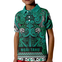 Aotearoa Iwi Ngai Tahu Kid Polo Shirt Maori Wharenui House Tribal Pattern LT9 Kid Turquoise - Polynesian Pride