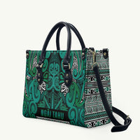 Aotearoa Iwi Ngai Tahu Leather Bag Maori Wharenui House Tribal Pattern LT9 Turquoise - Polynesian Pride