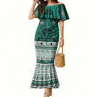 Aotearoa Iwi Ngai Tahu Mermaid Dress Maori Wharenui House Tribal Pattern LT9 Women Turquoise - Polynesian Pride