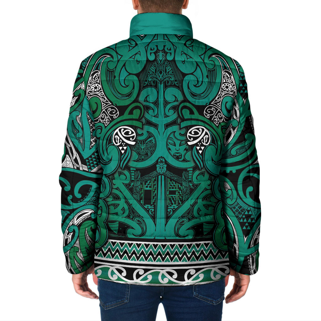 Aotearoa Iwi Ngai Tahu Padded Jacket Maori Wharenui House Tribal Pattern LT9 - Polynesian Pride
