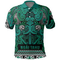 Aotearoa Iwi Ngai Tahu Polo Shirt Maori Wharenui House Tribal Pattern LT9 Turquoise - Polynesian Pride