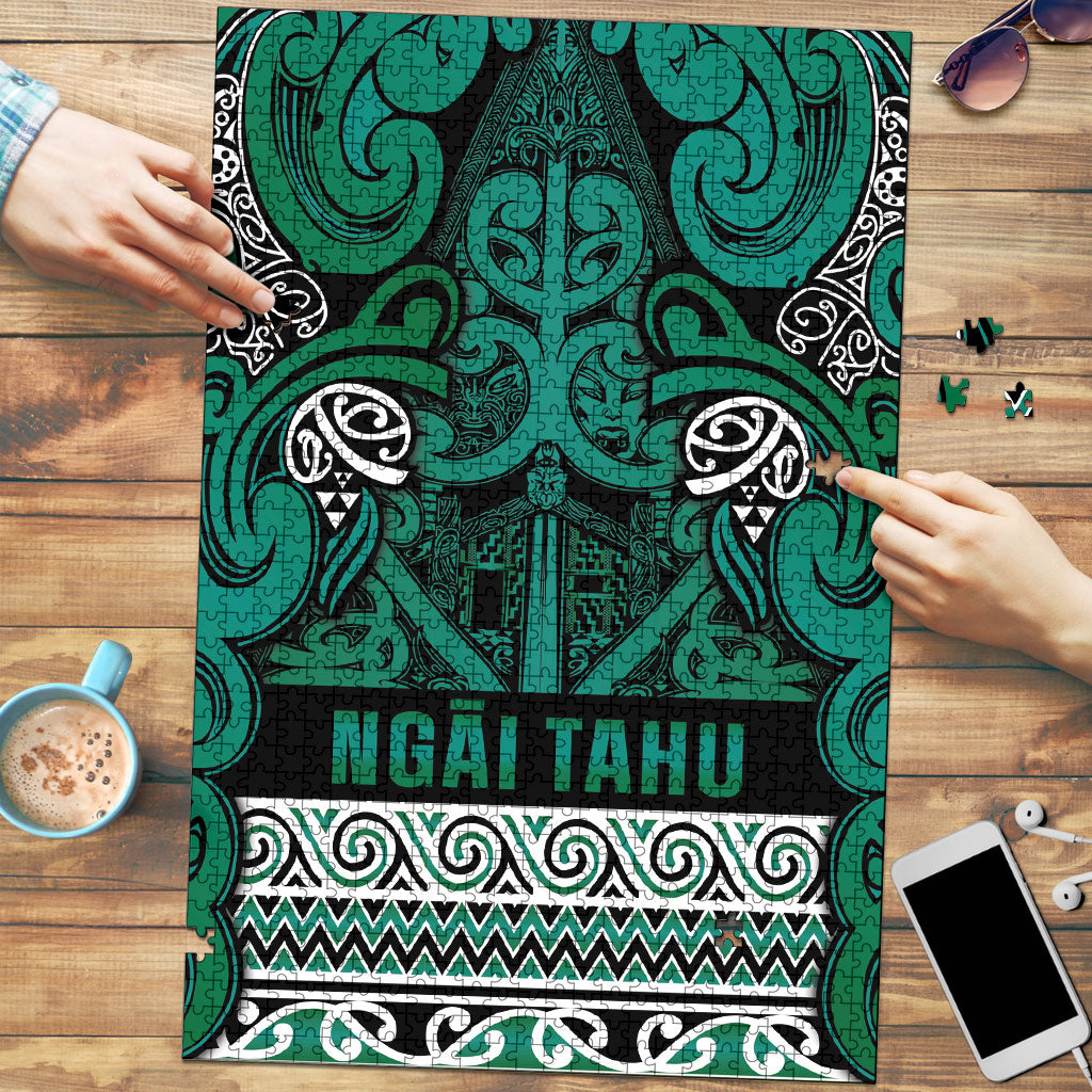 Aotearoa Iwi Ngai Tahu Puzzle Maori Wharenui House Tribal Pattern LT9 Turquoise - Polynesian Pride
