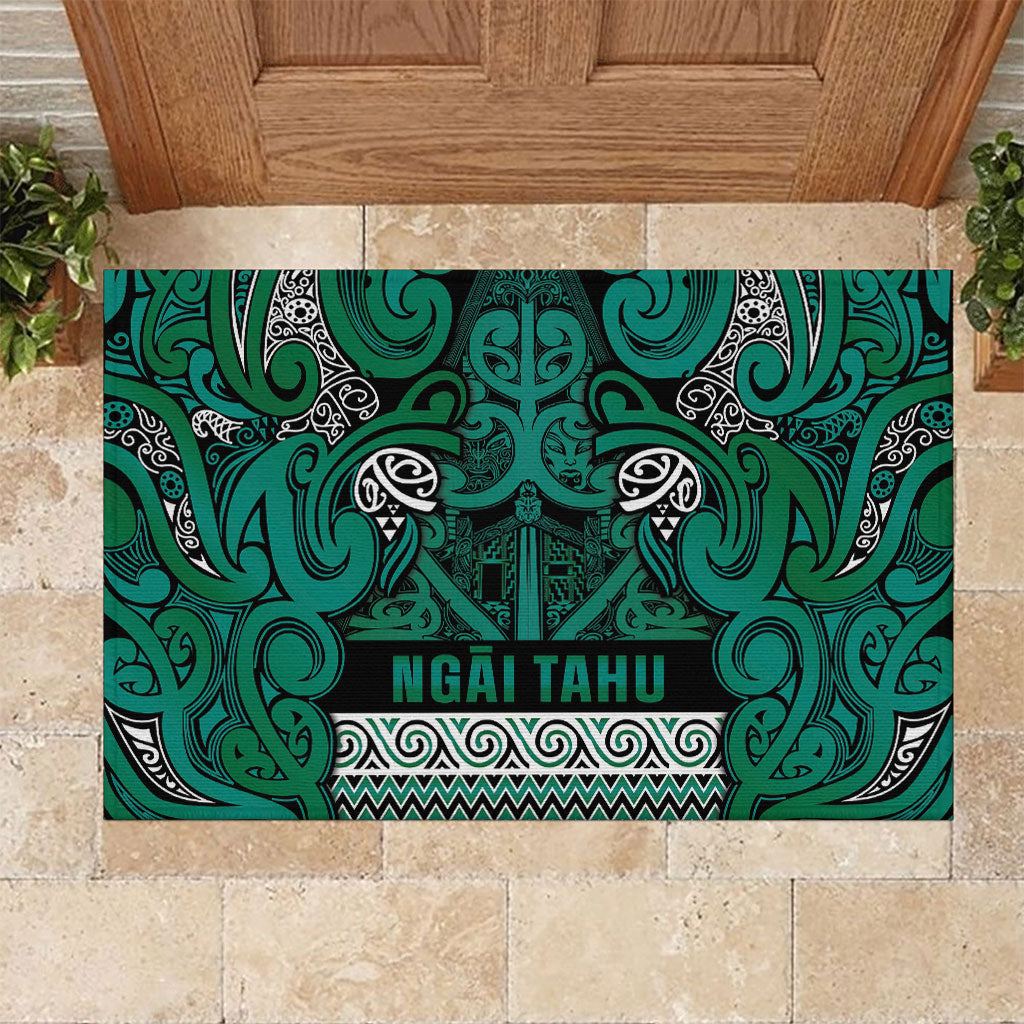 Aotearoa Iwi Ngai Tahu Rubber Doormat Maori Wharenui House Tribal Pattern LT9 Turquoise - Polynesian Pride