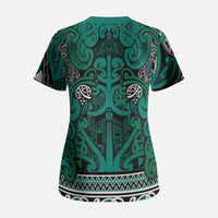 Aotearoa Iwi Ngai Tahu Scrub Top Maori Wharenui House Tribal Pattern LT9 - Polynesian Pride
