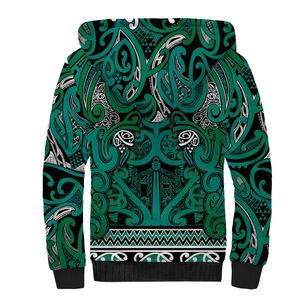 Aotearoa Iwi Ngai Tahu Sherpa Hoodie Maori Wharenui House Tribal Pattern LT9 - Polynesian Pride