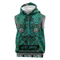 Aotearoa Iwi Ngai Tahu Sleeveless Hoodie Maori Wharenui House Tribal Pattern LT9 Turquoise - Polynesian Pride