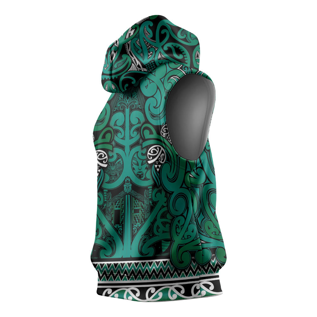 Aotearoa Iwi Ngai Tahu Sleeveless Hoodie Maori Wharenui House Tribal Pattern LT9 - Polynesian Pride