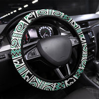 Aotearoa Iwi Ngai Tahu Steering Wheel Cover Maori Wharenui House Tribal Pattern LT9 Universal Fit Turquoise - Polynesian Pride