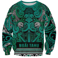 Aotearoa Iwi Ngai Tahu Sweatshirt Maori Wharenui House Tribal Pattern LT9 Unisex Turquoise - Polynesian Pride