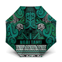 Aotearoa Iwi Ngai Tahu Umbrella Maori Wharenui House Tribal Pattern LT9 One Size Folded 11.42 inch Opened Diameter 37.4 inch Turquoise - Polynesian Pride