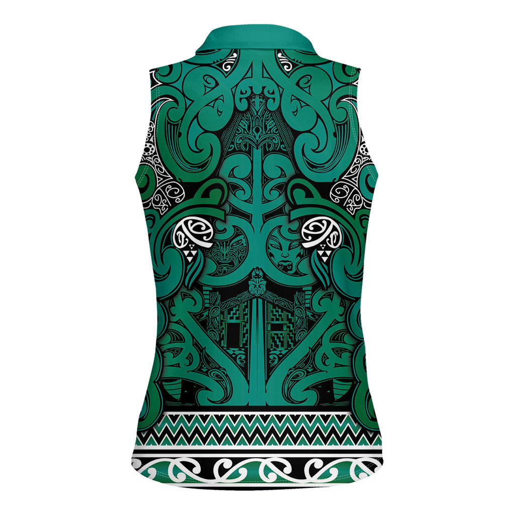 Aotearoa Iwi Ngai Tahu Women Sleeveless Polo Shirt Maori Wharenui House Tribal Pattern LT9 - Polynesian Pride