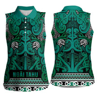 Aotearoa Iwi Ngai Tahu Women Sleeveless Polo Shirt Maori Wharenui House Tribal Pattern LT9 - Polynesian Pride
