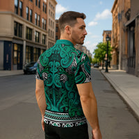 Aotearoa Iwi Ngai Tahu Zipper Polo Shirt Maori Wharenui House Tribal Pattern LT9 - Polynesian Pride