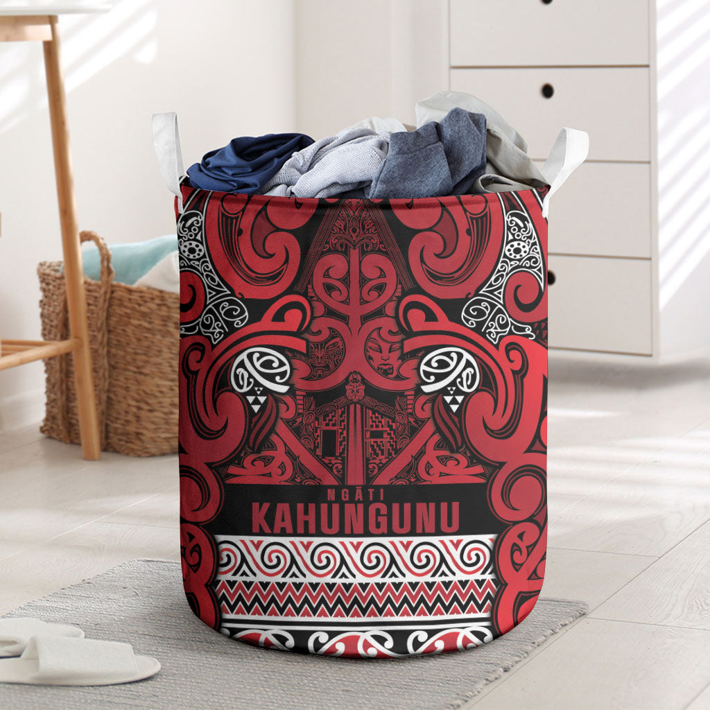 Aotearoa Iwi Ngati Kahungunu Laundry Basket Maori Wharenui House Tribal Pattern LT9 Dark red - Polynesian Pride