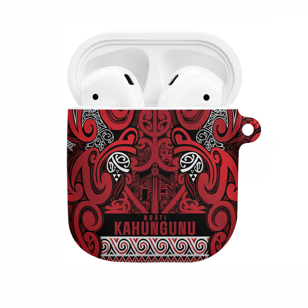 Aotearoa Iwi Ngati Kahungunu AirPods Case Maori Wharenui House Tribal Pattern LT9 Dark red - Polynesian Pride