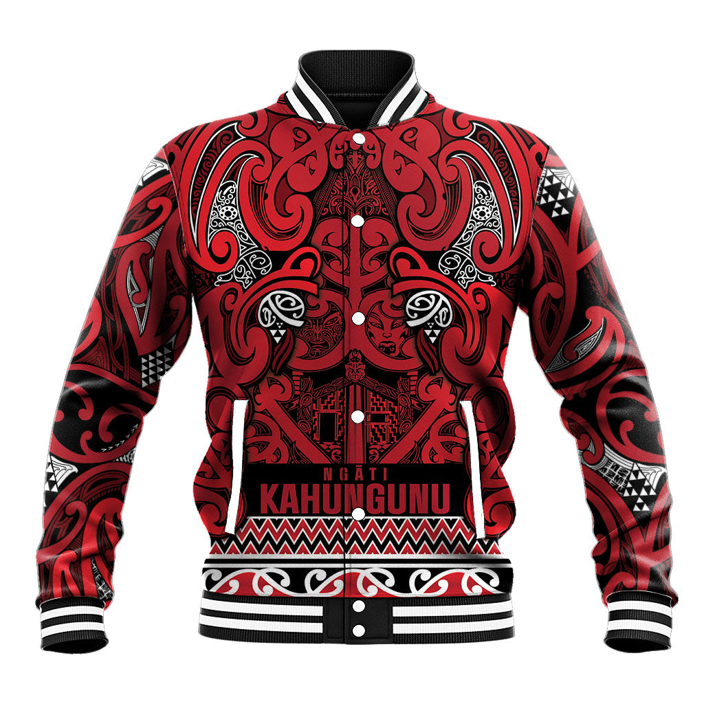 Aotearoa Iwi Ngati Kahungunu Baseball Jacket Maori Wharenui House Tribal Pattern LT9 Unisex Dark red - Polynesian Pride