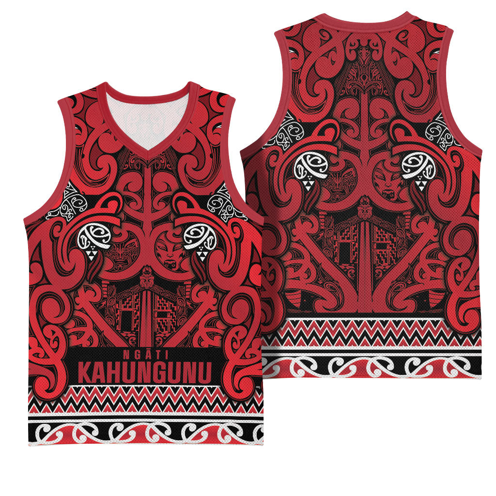 Aotearoa Iwi Ngati Kahungunu Basketball Jersey Maori Wharenui House Tribal Pattern LT9 - Polynesian Pride