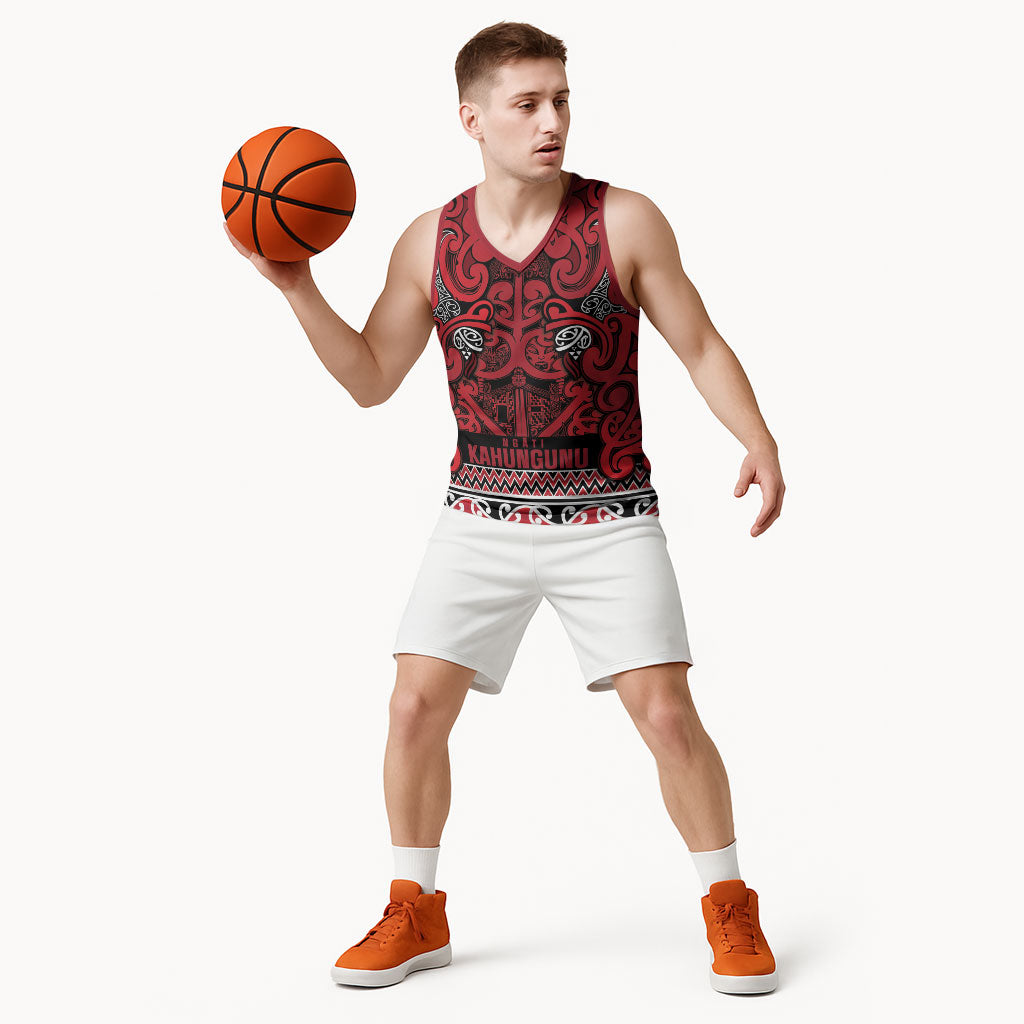 Aotearoa Iwi Ngati Kahungunu Basketball Jersey Maori Wharenui House Tribal Pattern LT9 - Polynesian Pride