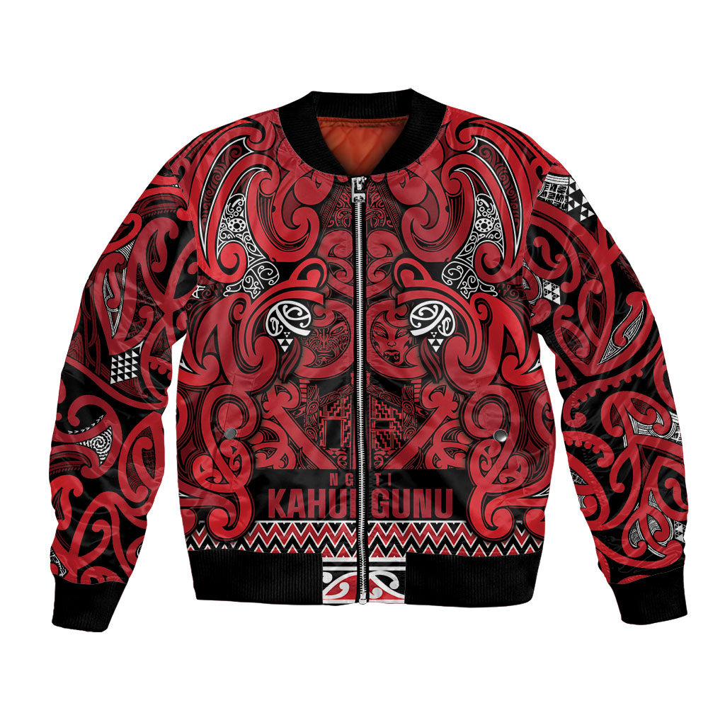 Aotearoa Iwi Ngati Kahungunu Bomber Jacket Maori Wharenui House Tribal Pattern LT9 Unisex Dark red - Polynesian Pride