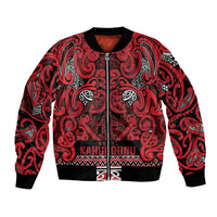 Aotearoa Iwi Ngati Kahungunu Bomber Jacket Maori Wharenui House Tribal Pattern LT9 Unisex Dark red - Polynesian Pride