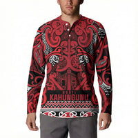 Aotearoa Iwi Ngati Kahungunu Button Sweatshirt Maori Wharenui House Tribal Pattern LT9 - Polynesian Pride