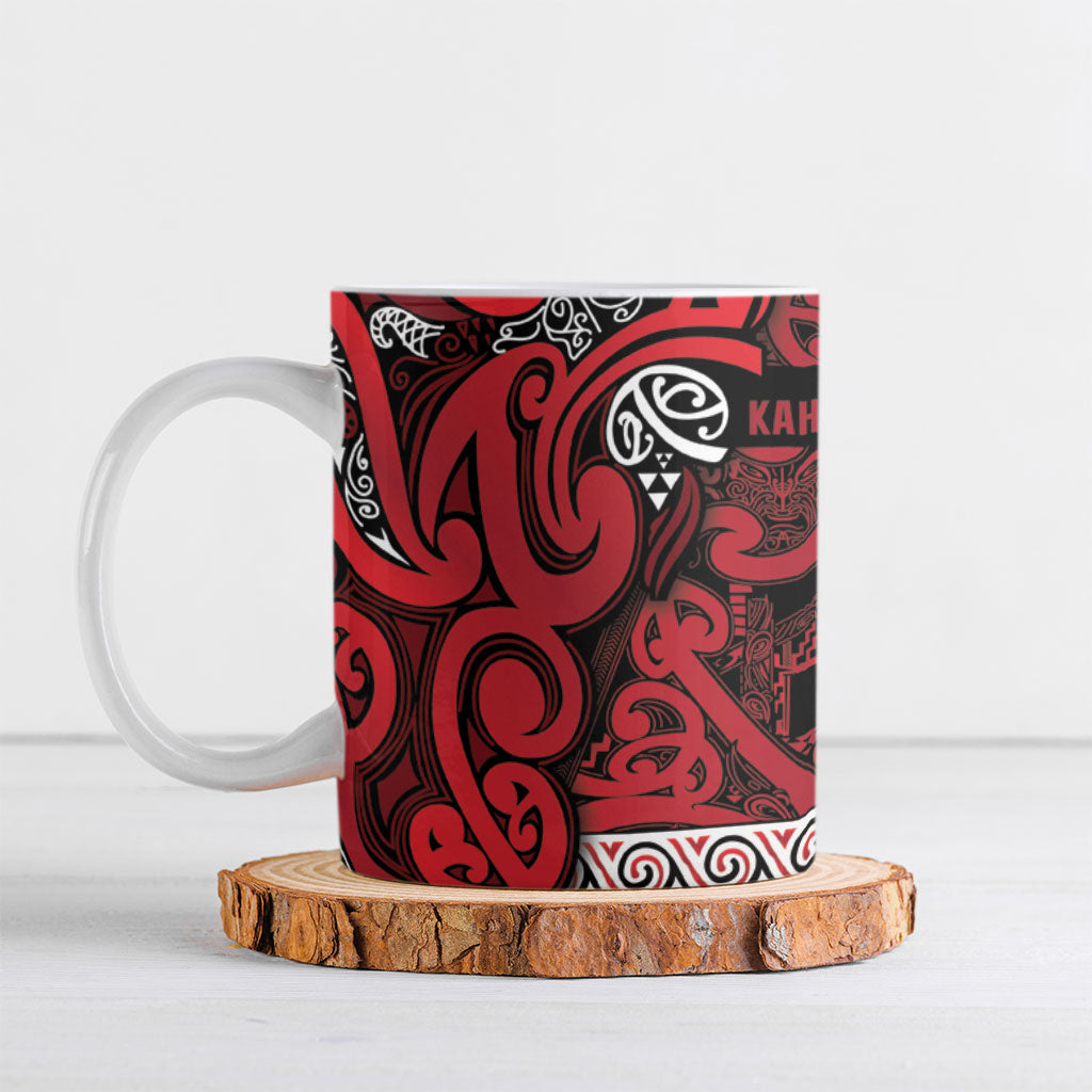 Aotearoa Iwi Ngati Kahungunu Ceramic Mug Maori Wharenui House Tribal Pattern LT9 Dark red - Polynesian Pride