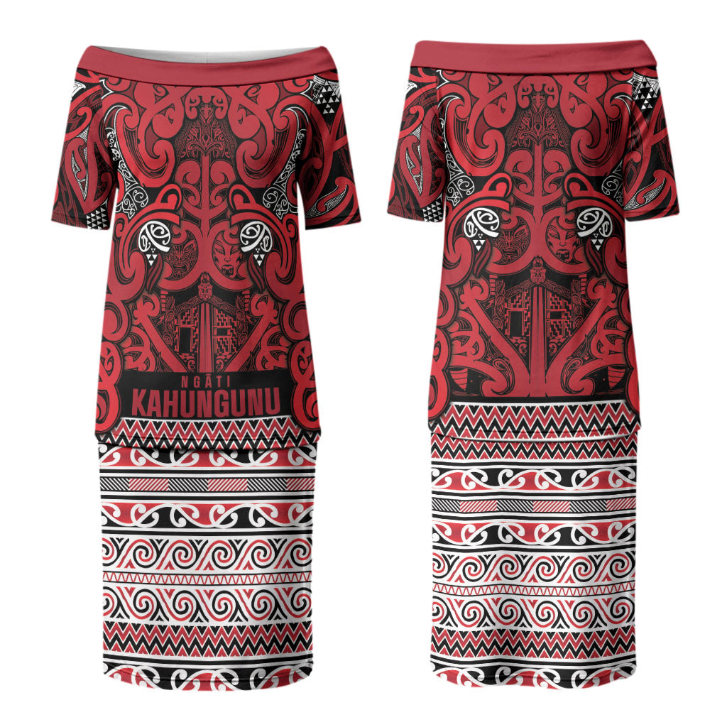 Aotearoa Iwi Ngati Kahungunu Couples Matching Puletasi and Hawaiian Shirt Maori Wharenui House Tribal Pattern LT9 - Polynesian Pride