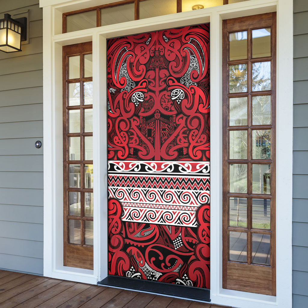 Aotearoa Iwi Ngati Kahungunu Door Cover Maori Wharenui House Tribal Pattern LT9 - Polynesian Pride