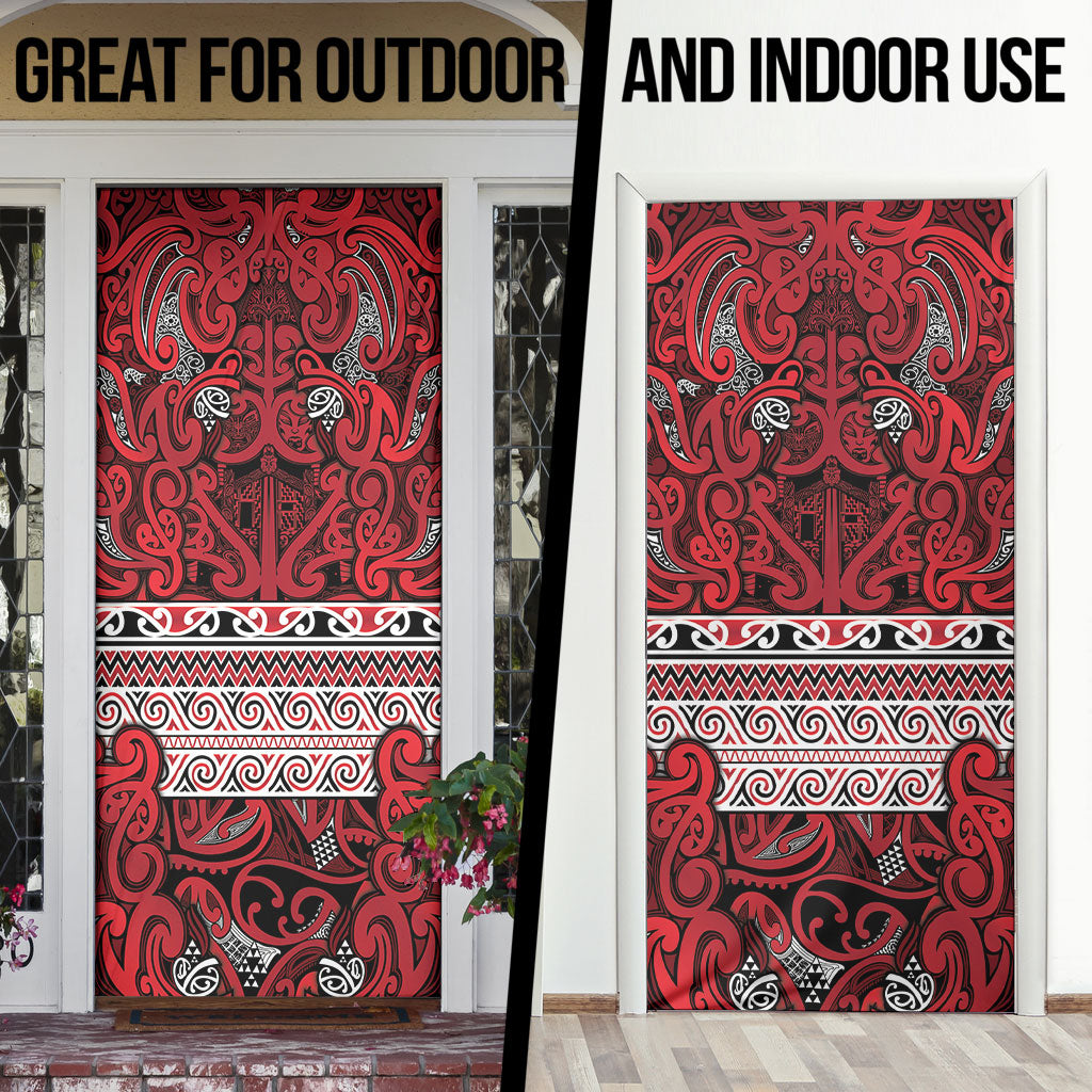 Aotearoa Iwi Ngati Kahungunu Door Cover Maori Wharenui House Tribal Pattern LT9 - Polynesian Pride