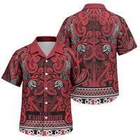 Aotearoa Iwi Ngati Kahungunu Family Matching Mermaid Dress and Hawaiian Shirt Maori Wharenui House Tribal Pattern LT9 Son's Shirt Dark red - Polynesian Pride