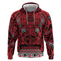 Aotearoa Iwi Ngati Kahungunu Hoodie Maori Wharenui House Tribal Pattern LT9 Pullover Hoodie Dark red - Polynesian Pride