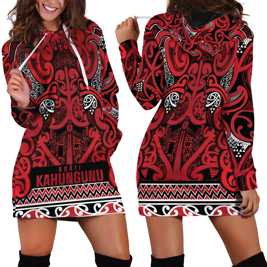 Aotearoa Iwi Ngati Kahungunu Hoodie Dress Maori Wharenui House Tribal Pattern LT9 - Polynesian Pride