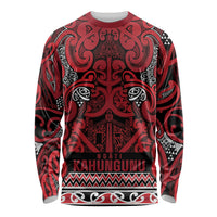 Aotearoa Iwi Ngati Kahungunu Long Sleeve Shirt Maori Wharenui House Tribal Pattern LT9 Unisex Dark red - Polynesian Pride