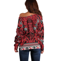 Aotearoa Iwi Ngati Kahungunu Off Shoulder Sweater Maori Wharenui House Tribal Pattern LT9 - Polynesian Pride