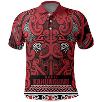Aotearoa Iwi Ngati Kahungunu Polo Shirt Maori Wharenui House Tribal Pattern LT9 Dark red - Polynesian Pride