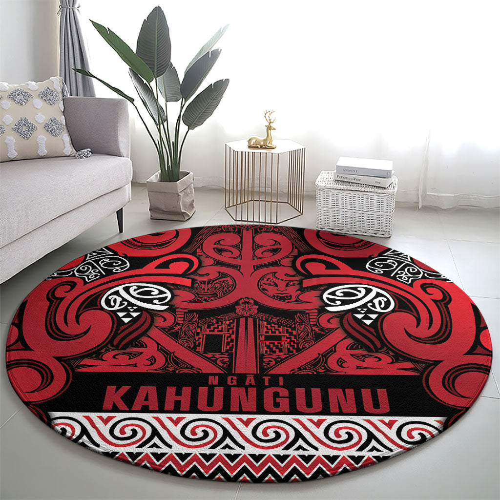 Aotearoa Iwi Ngati Kahungunu Round Carpet Maori Wharenui House Tribal Pattern LT9 - Polynesian Pride
