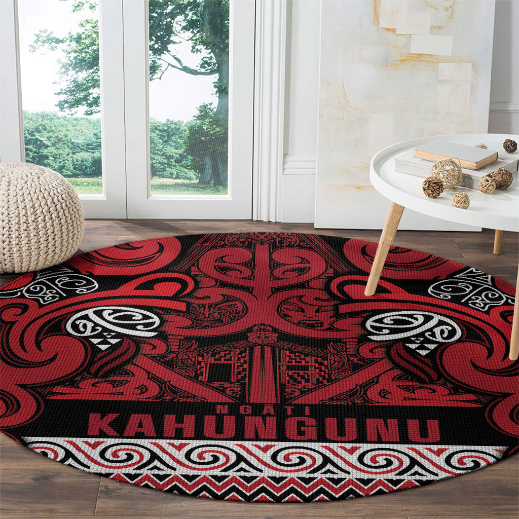 Aotearoa Iwi Ngati Kahungunu Round Carpet Maori Wharenui House Tribal Pattern LT9 - Polynesian Pride