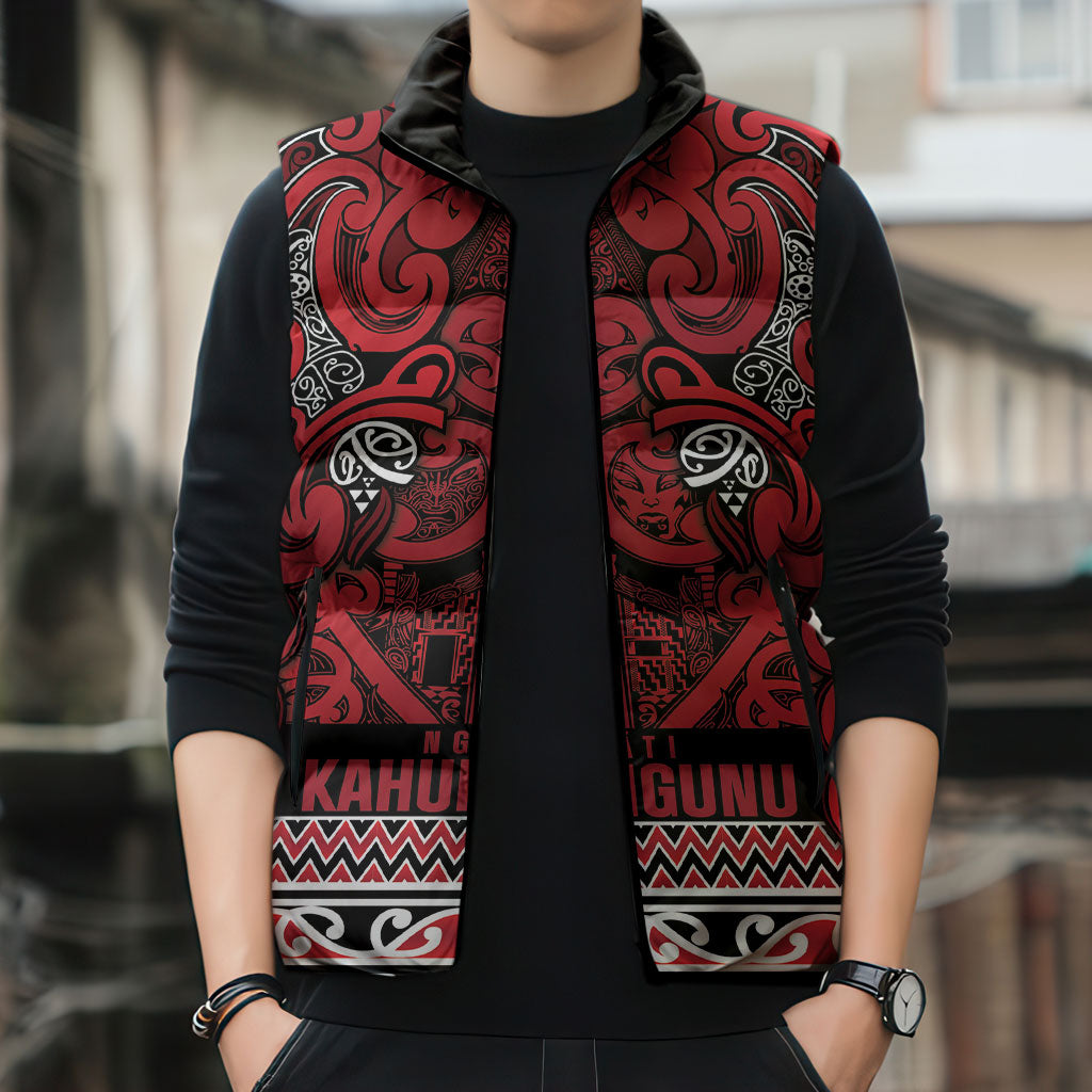 Aotearoa Iwi Ngati Kahungunu Sleeveless Puffer Jacket Maori Wharenui House Tribal Pattern LT9 - Polynesian Pride