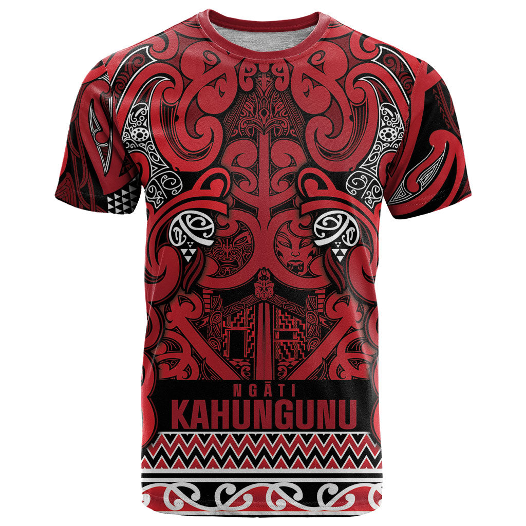 Aotearoa Iwi Ngati Kahungunu T Shirt Maori Wharenui House Tribal Pattern LT9 Dark red - Polynesian Pride