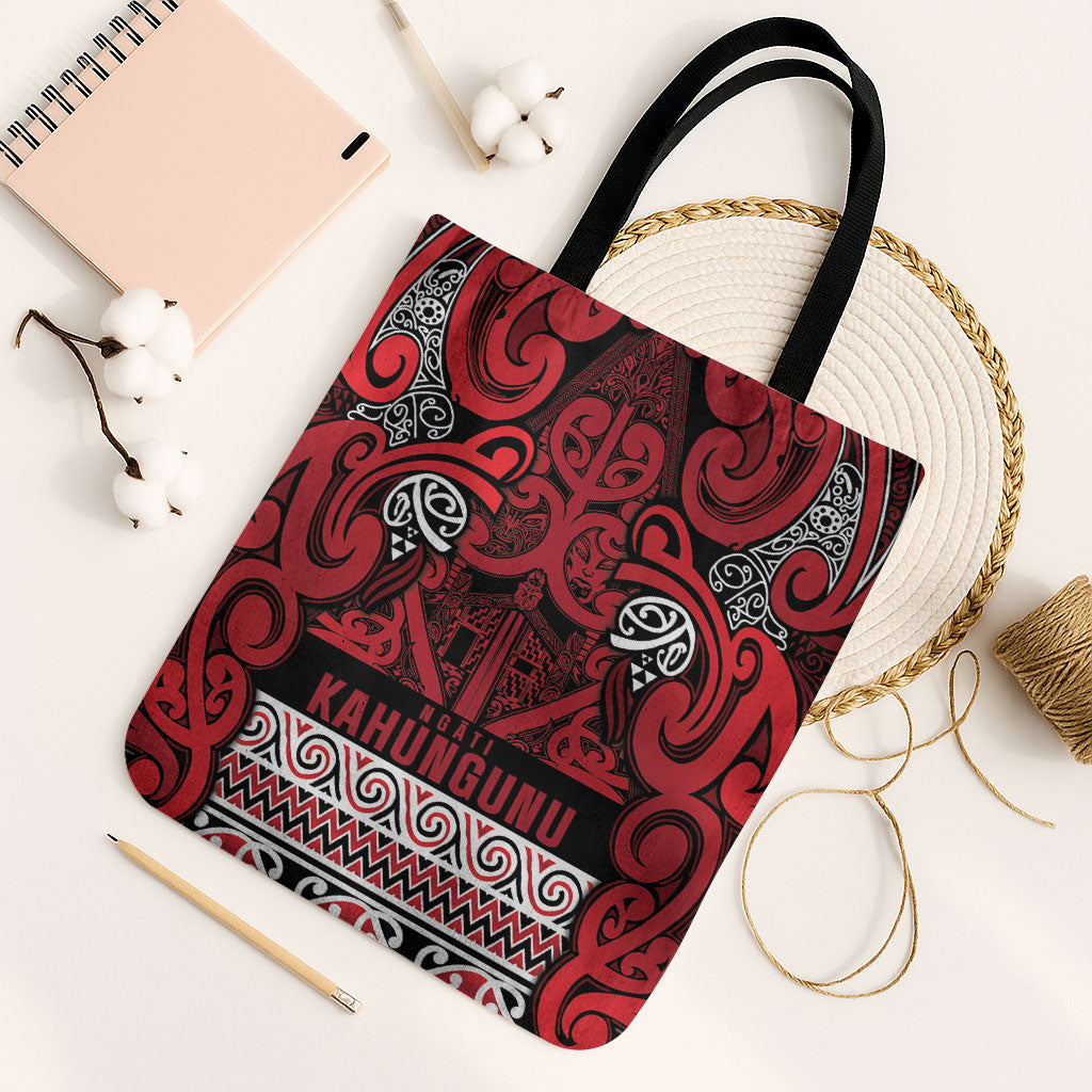 Aotearoa Iwi Ngati Kahungunu Tote Bag Maori Wharenui House Tribal Pattern LT9 Black Strap One Size Dark red - Polynesian Pride