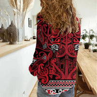 Aotearoa Iwi Ngati Kahungunu Women Casual Shirt Maori Wharenui House Tribal Pattern LT9 - Polynesian Pride