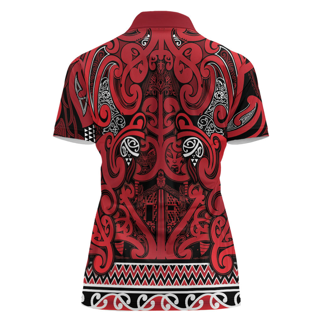 Aotearoa Iwi Ngati Kahungunu Women Polo Shirt Maori Wharenui House Tribal Pattern LT9 - Polynesian Pride