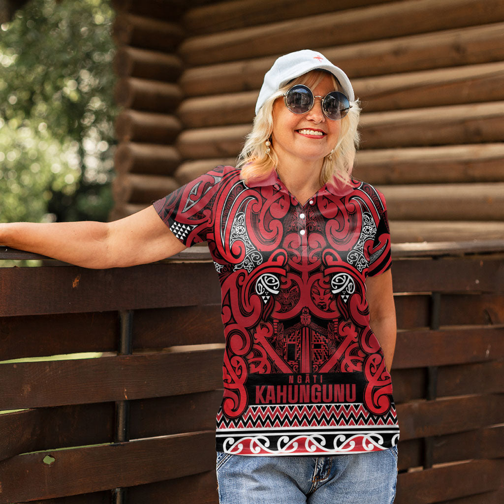 Aotearoa Iwi Ngati Kahungunu Women Polo Shirt Maori Wharenui House Tribal Pattern LT9 - Polynesian Pride