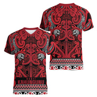 Aotearoa Iwi Ngati Kahungunu Women V-Neck T-Shirt Maori Wharenui House Tribal Pattern LT9 - Polynesian Pride