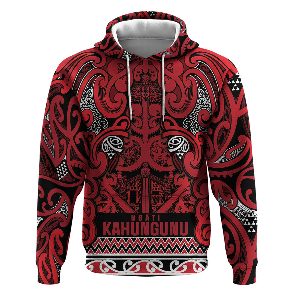 Aotearoa Iwi Ngati Kahungunu Zip Hoodie Maori Wharenui House Tribal Pattern LT9 Pullover Hoodie Dark red - Polynesian Pride