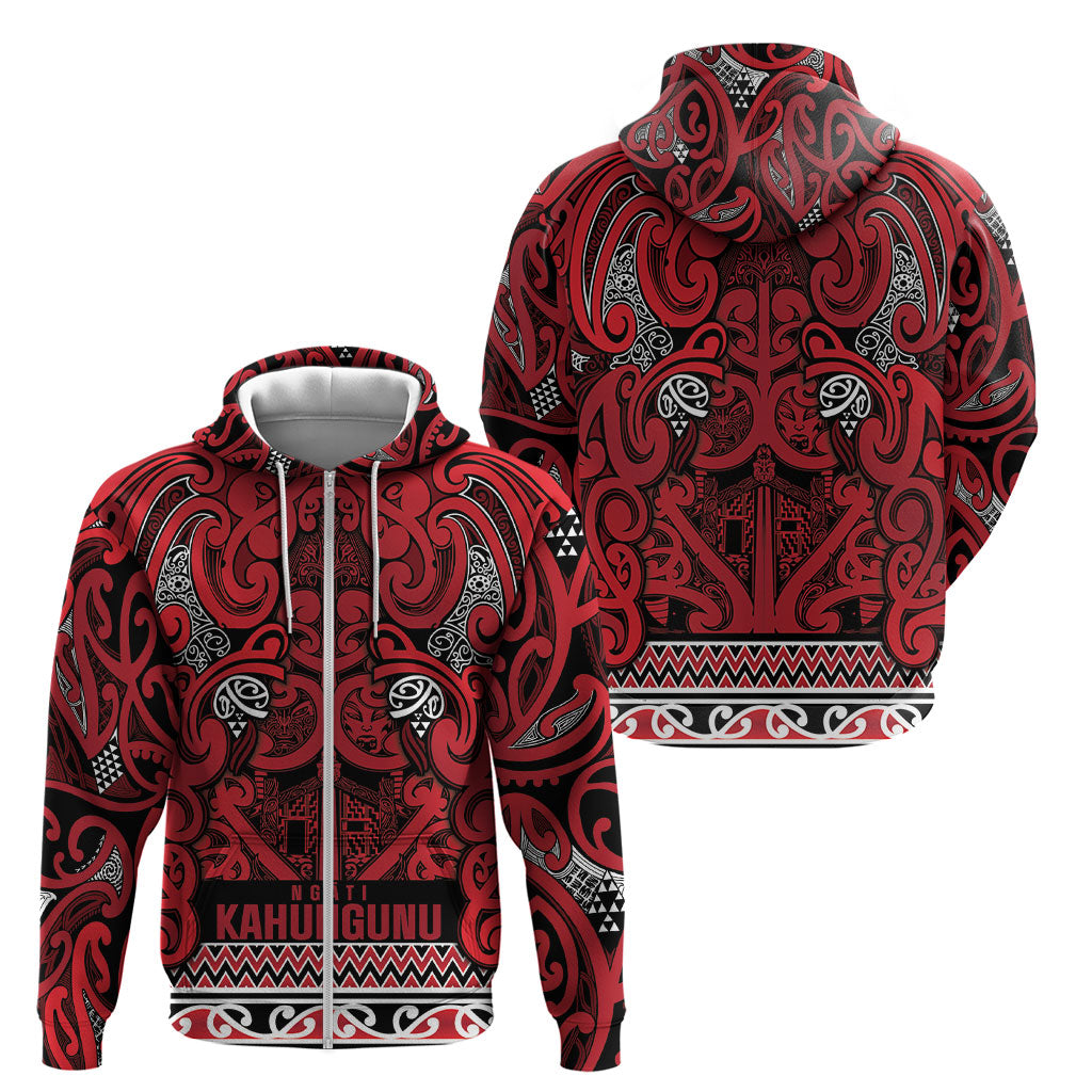 Aotearoa Iwi Ngati Kahungunu Zip Hoodie Maori Wharenui House Tribal Pattern LT9 - Polynesian Pride
